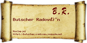 Butscher Radován névjegykártya